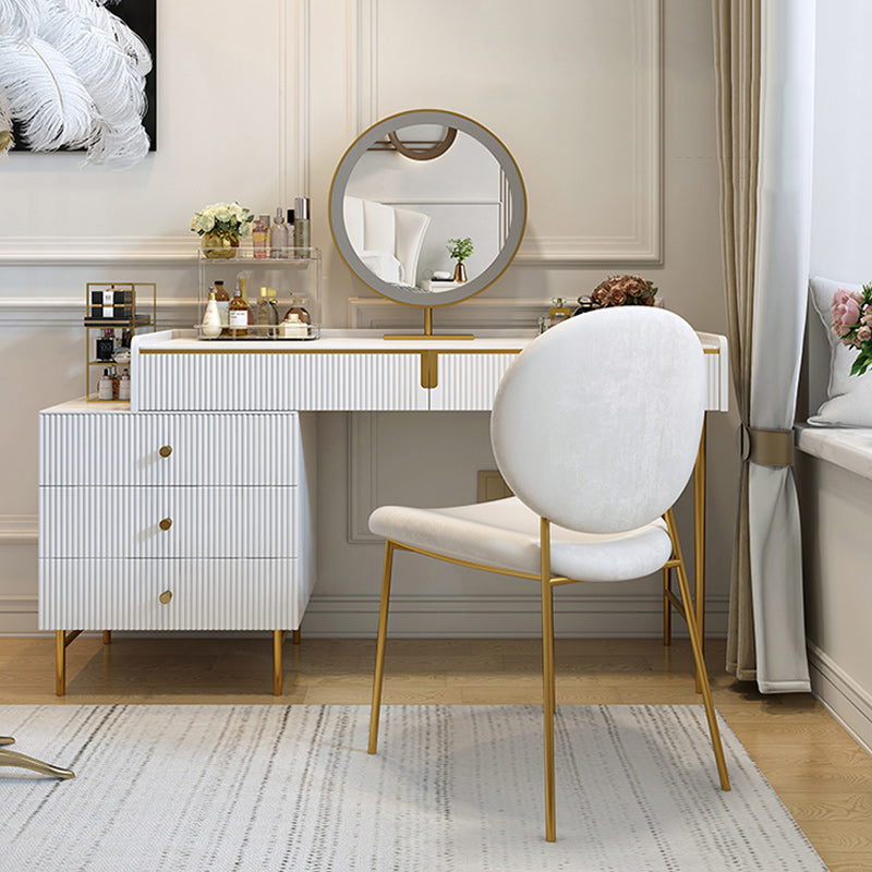 Modern 29.5" Height White Wood Makeup Vanity Set with Drawers