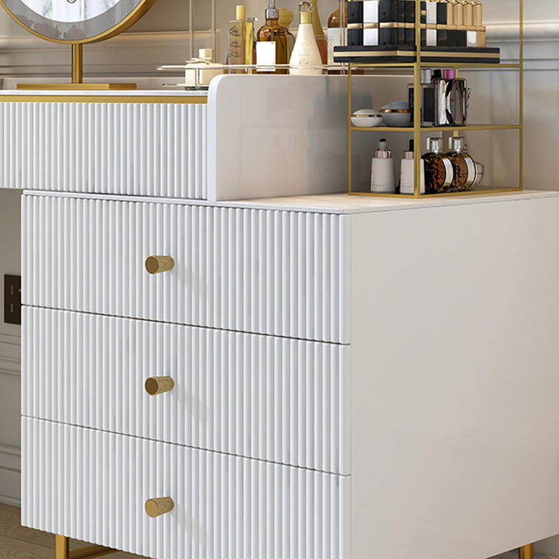 Modern 29.5" Height White Wood Makeup Vanity Set with Drawers