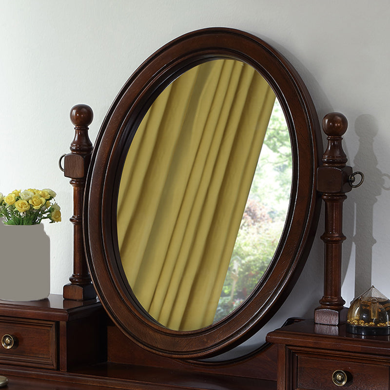 55.1"height Brown/ White Wood Makeup Vanity with Drawers and Mirror