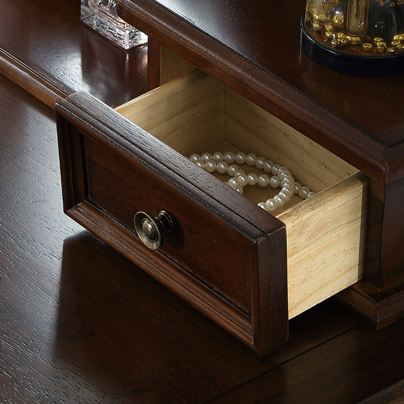 55.1"height Brown/ White Wood Makeup Vanity with Drawers and Mirror