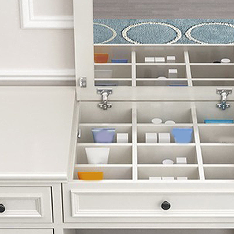 29.5"height Wood Flip-Top Makeup Vanity with Drawers and Mirror, White
