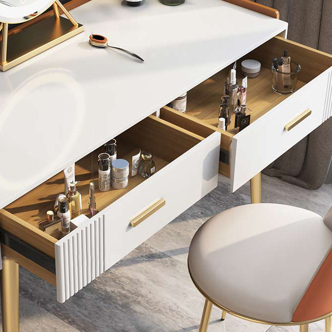 Glam Style 31.5" Height Wood/slate Table Top Makeup Vanity Set with Drawers