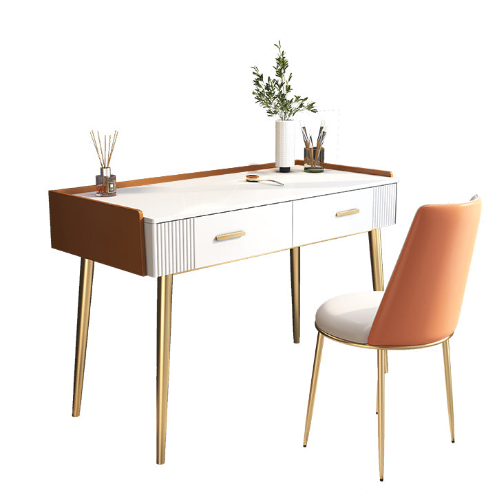 Glam Style 31.5" Height Wood/slate Table Top Makeup Vanity Set with Drawers