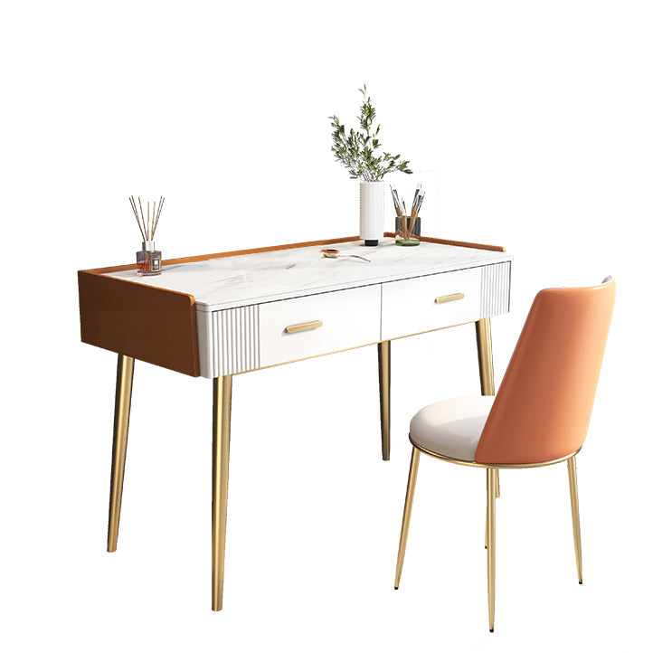 Glam Style 31.5" Height Wood/slate Table Top Makeup Vanity Set with Drawers