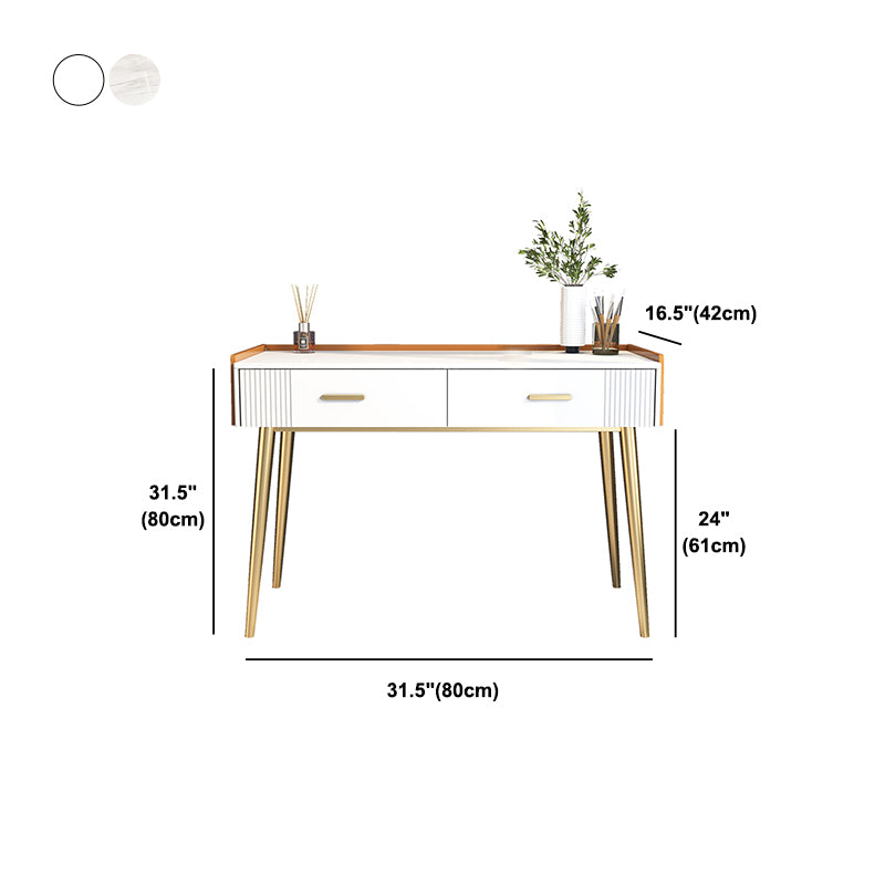 Glam Style 31.5" Height Wood/slate Table Top Makeup Vanity Set with Drawers