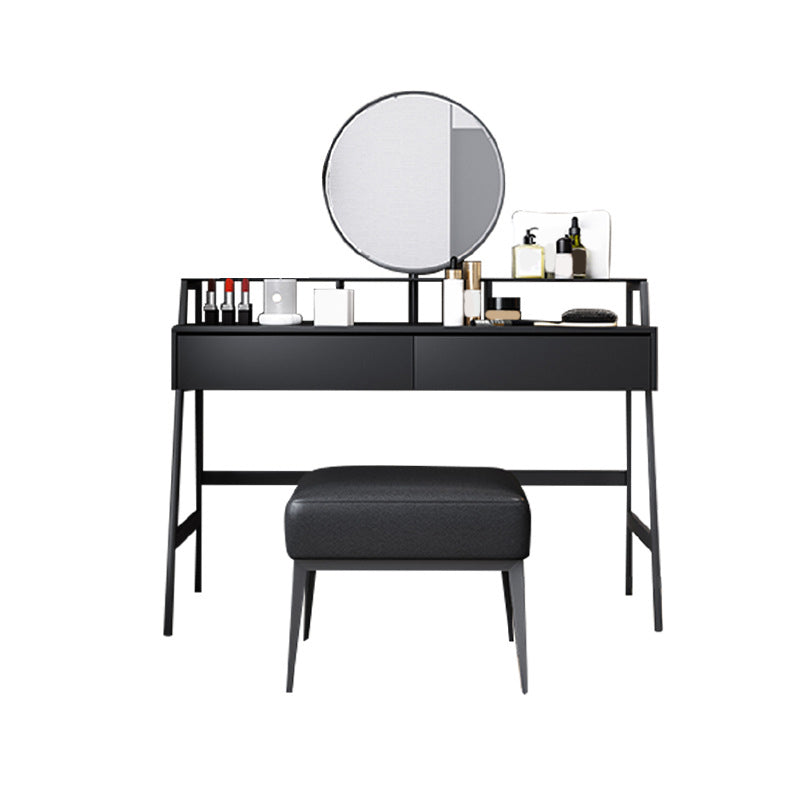 Modern 34.6" Height 2 Drawers Mirrored Makeup Table Desk Vanity