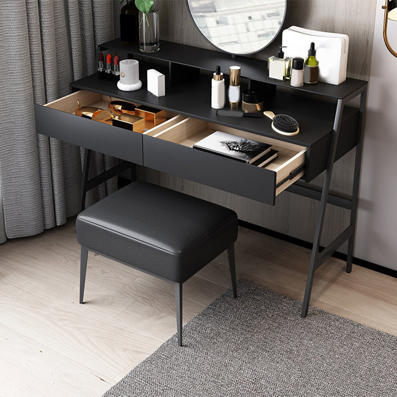 Modern 34.6" Height 2 Drawers Mirrored Makeup Table Desk Vanity