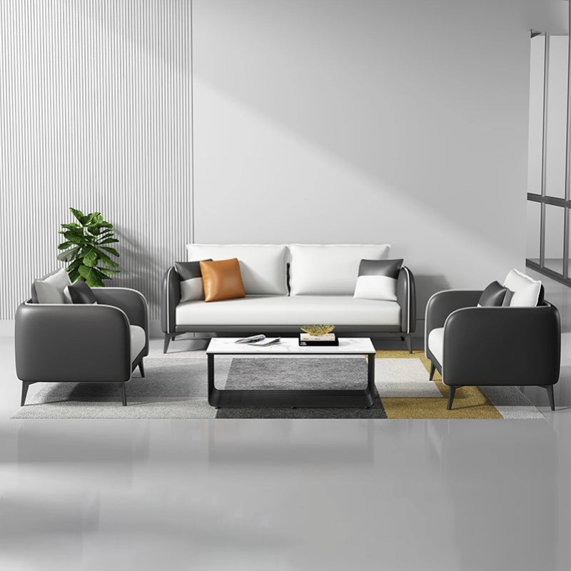 29.52" W Tuxedo Arm Sofa Faux Leather Contemporary Standard Sofa