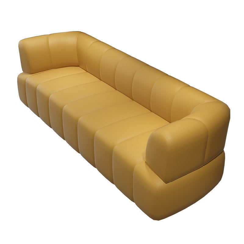 Faux Leather Recessed Arm Sofa Contemporary Standard Sofa for Living Room
