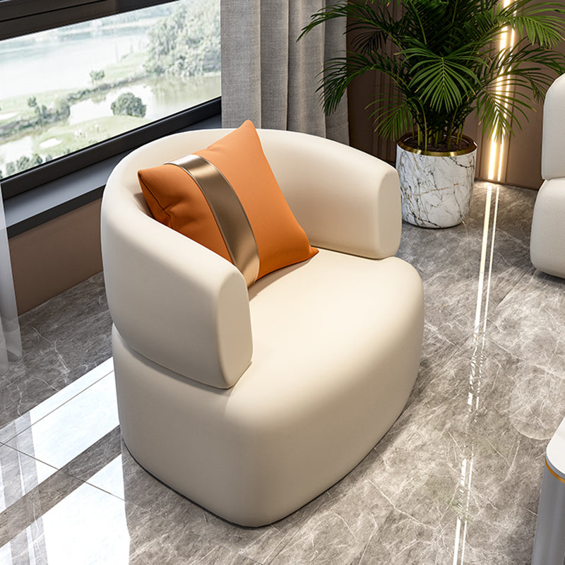 Faux Leather Recessed Arm Sofa Contemporary Standard Sofa for Living Room