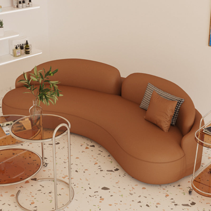 Faux Leather Contemporary Curved Sofa Armless Sofa for Living Room