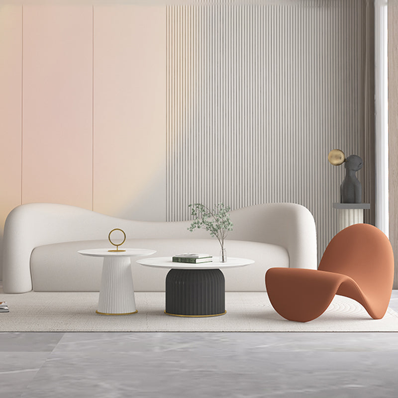 Contemporary Curved Sofa Modern Sloped Arm Sofa for Living Room, Apartment