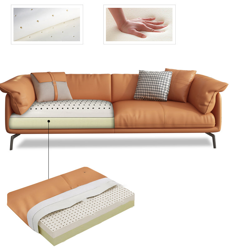 Modern 32.6" H Leather Pillow Top Arm Sofa Bed For Living Room