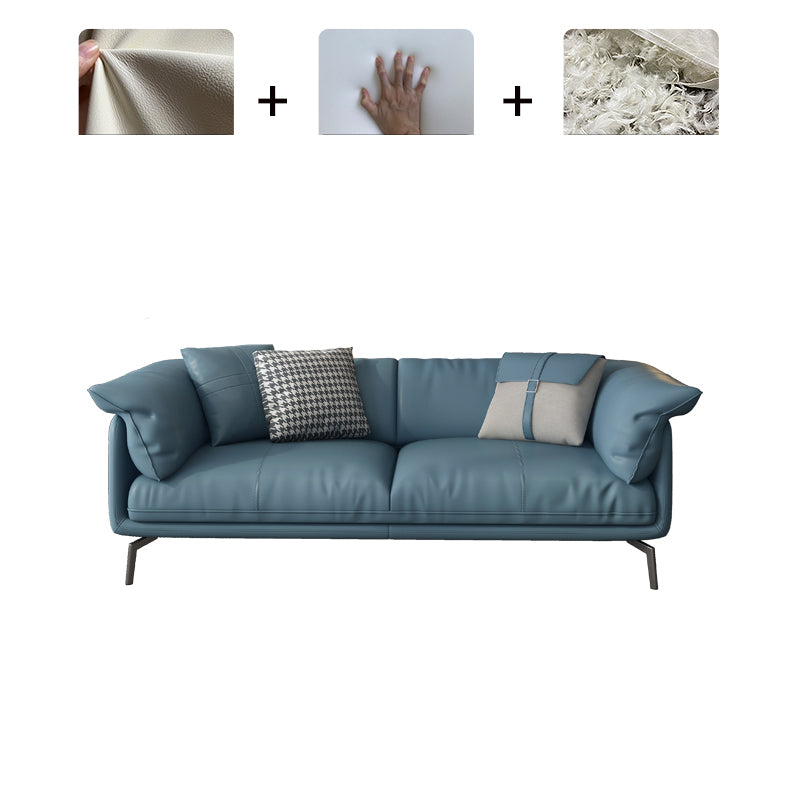 Modern 32.6" H Leather Pillow Top Arm Sofa Bed For Living Room