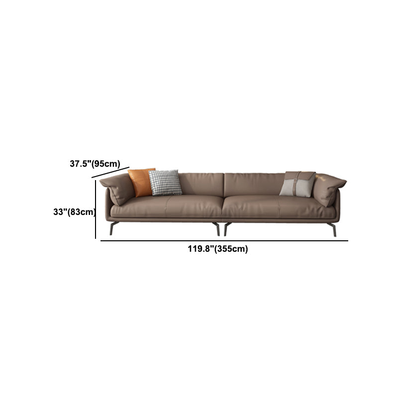 Modern 32.6" H Leather Pillow Top Arm Sofa Bed For Living Room
