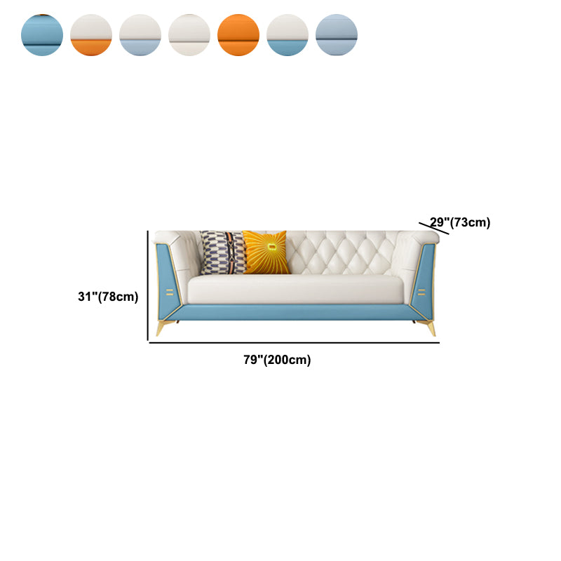 Contemporary 30.7" H Faux Leather Tufted Tuxedo Arm Sofa For Living Room
