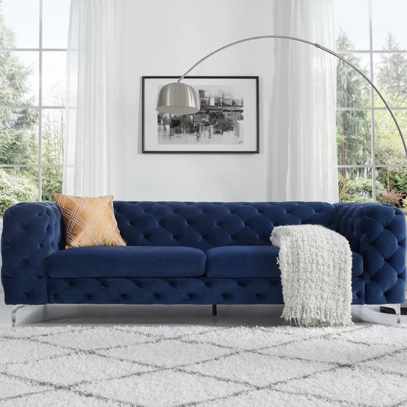 Contemporary Tufted Back Sofa with Tuxedo Arms for Apartment