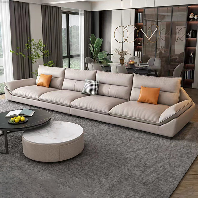 Faux Leather Modern Flared Arm Sofa Standard Sofa for Living Room, Apartment
