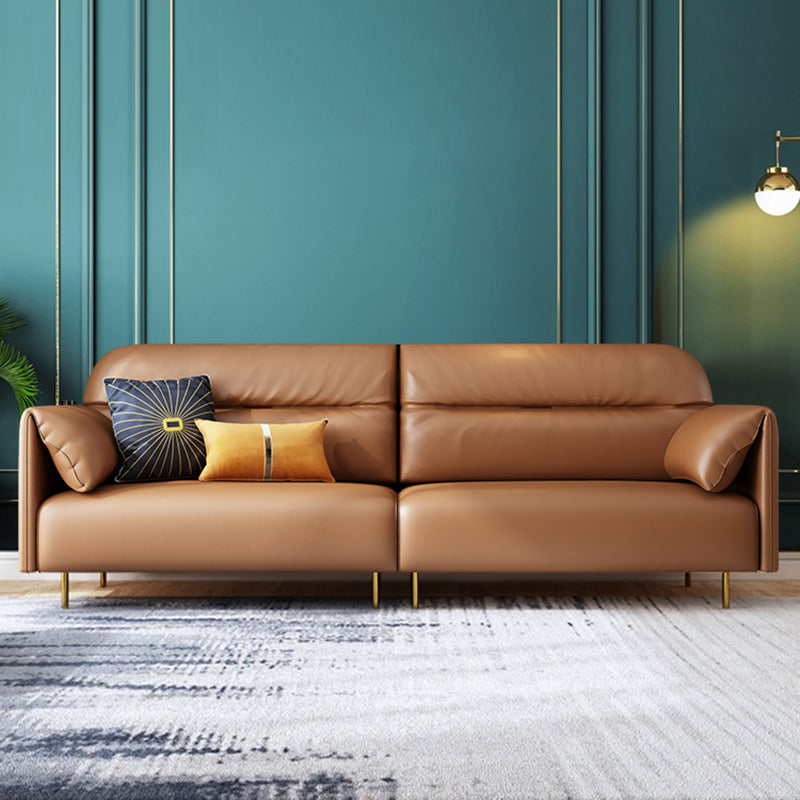 Glam Sewn Pillow Back Standard Pillow Top Arm Living Room Leather Sofa