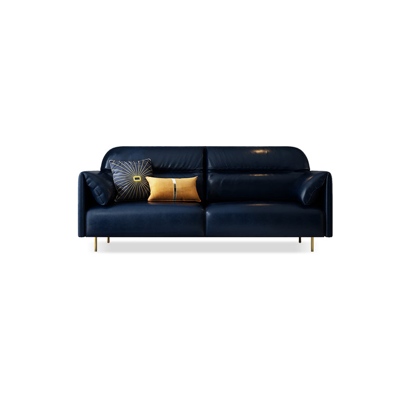 Glam Sewn Pillow Back Standard Pillow Top Arm Living Room Leather Sofa