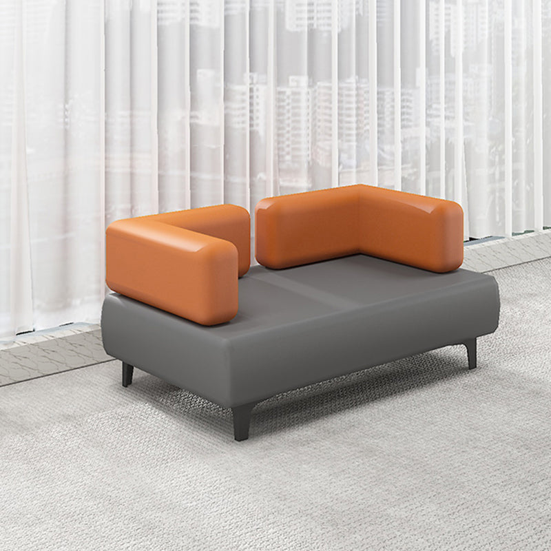 Faux Leather Sofa 30.70" D x 29.52" H Tuxedo Arm Sofa for Living Room