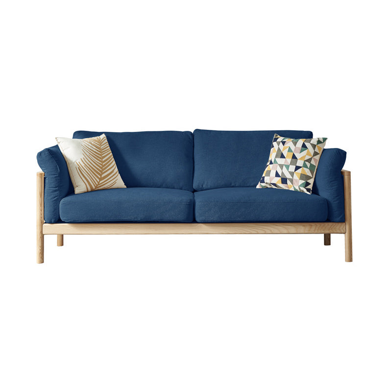 Linen Modern Square Arm Sofa Wooden Standard Sofa for Living Room, Apartment