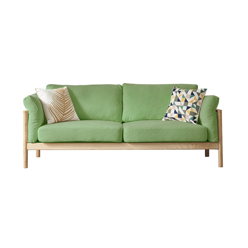 Linen Modern Square Arm Sofa Wooden Standard Sofa for Living Room, Apartment