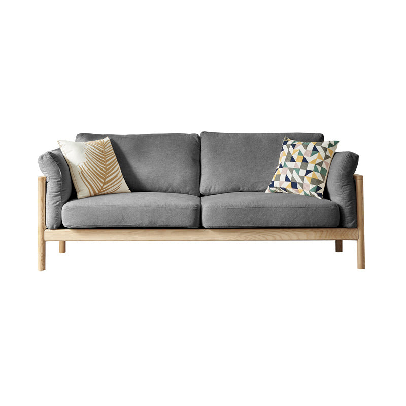 Linen Modern Square Arm Sofa Wooden Standard Sofa for Living Room, Apartment