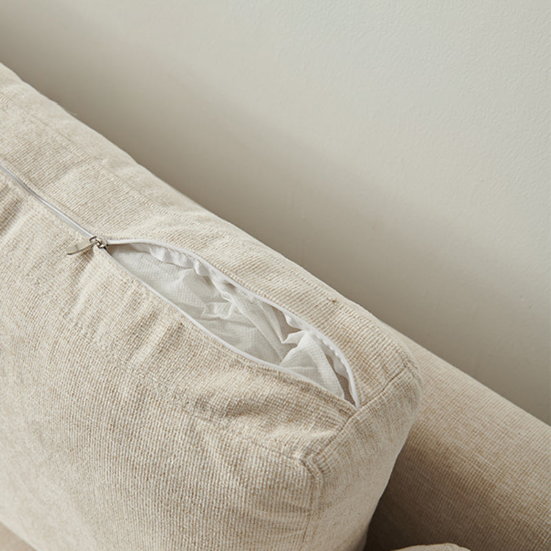 Linen Modern Square Arm Sofa Wooden Standard Sofa for Living Room, Apartment