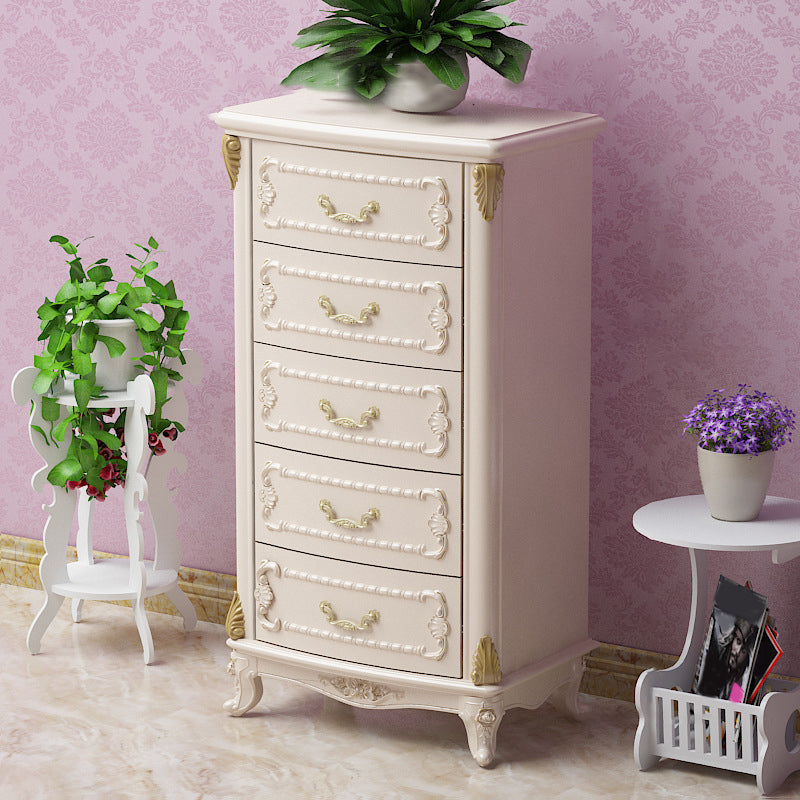 Glam Style Bedroom Storage Chest Solid Wood Lingerie Chest with Drawers