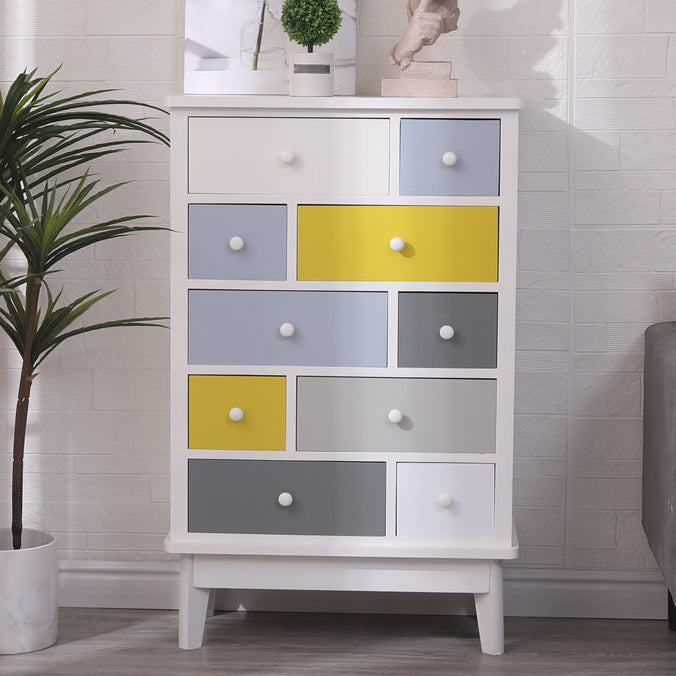 Modern Style Storage Chest Vertical Wood White Storage Chest Dresser with Drawers