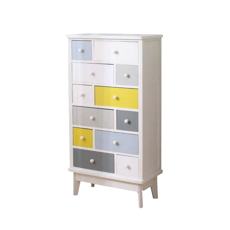 Modern Style Storage Chest Vertical Wood White Storage Chest Dresser with Drawers