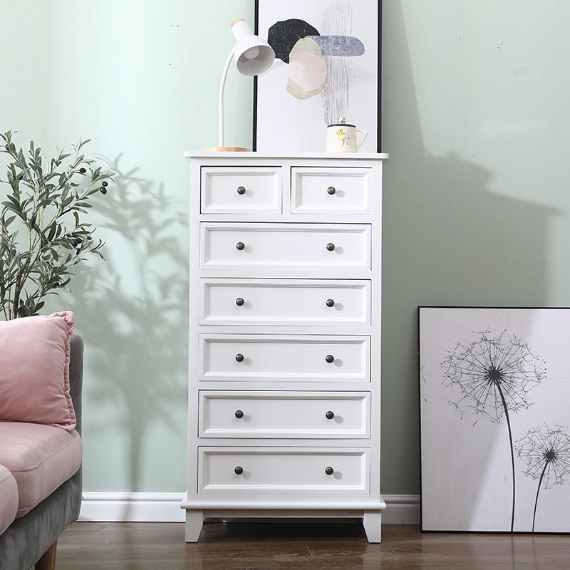 Modern Style Storage Chest Vertical Wood White Storage Chest Dresser with Drawers