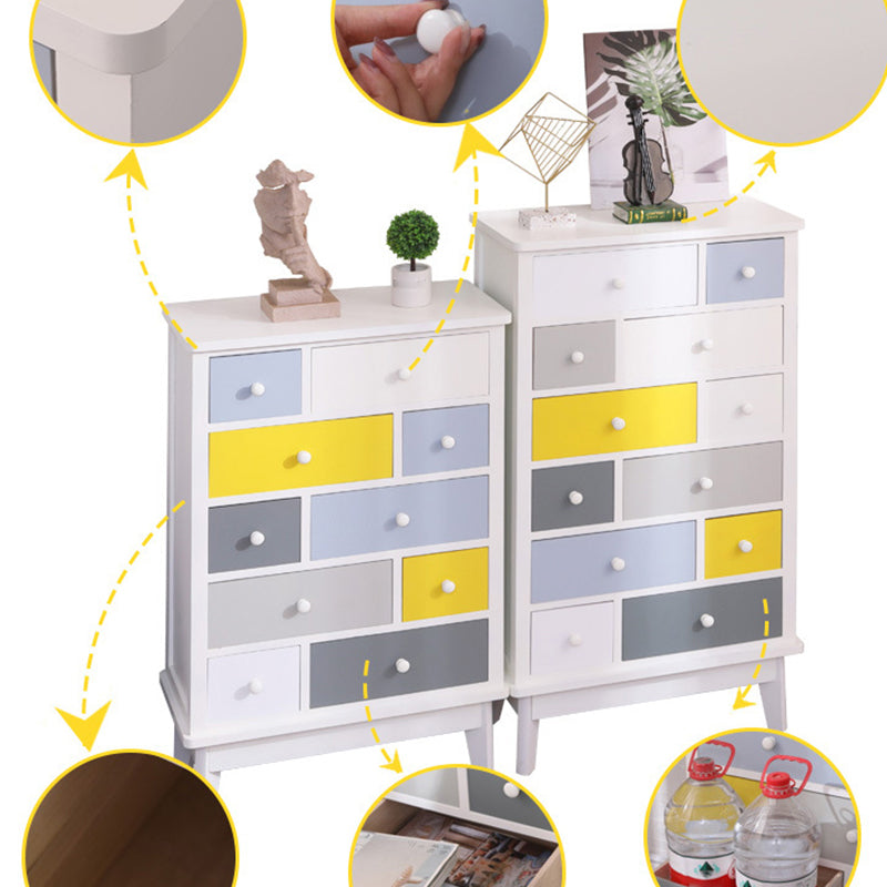 Modern Style Storage Chest Vertical Wood White Storage Chest Dresser with Drawers