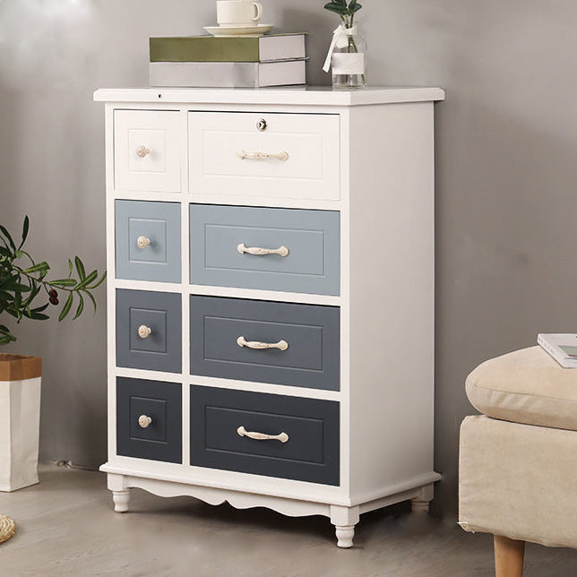 Modern Style Storage Chest Vertical Wood White Storage Chest Dresser with Drawers