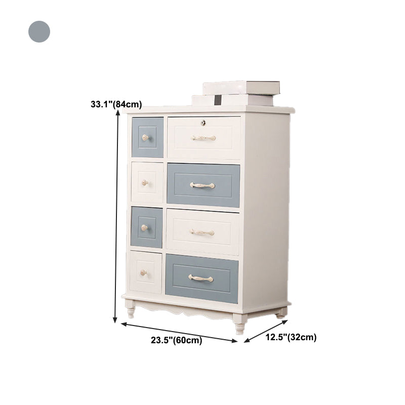 Modern Style Storage Chest Vertical Wood White Storage Chest Dresser with Drawers