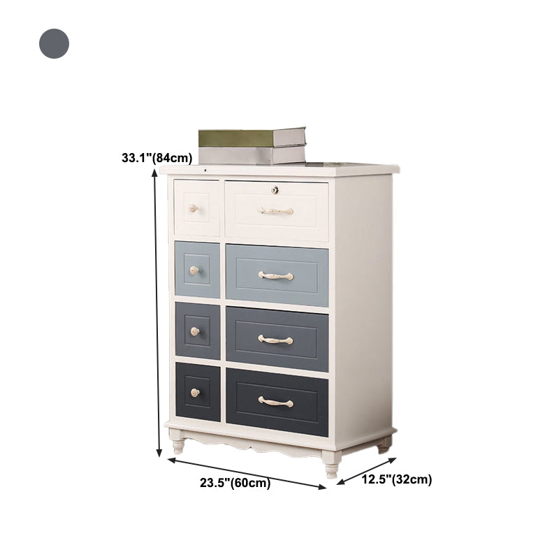 Modern Style Storage Chest Vertical Wood White Storage Chest Dresser with Drawers