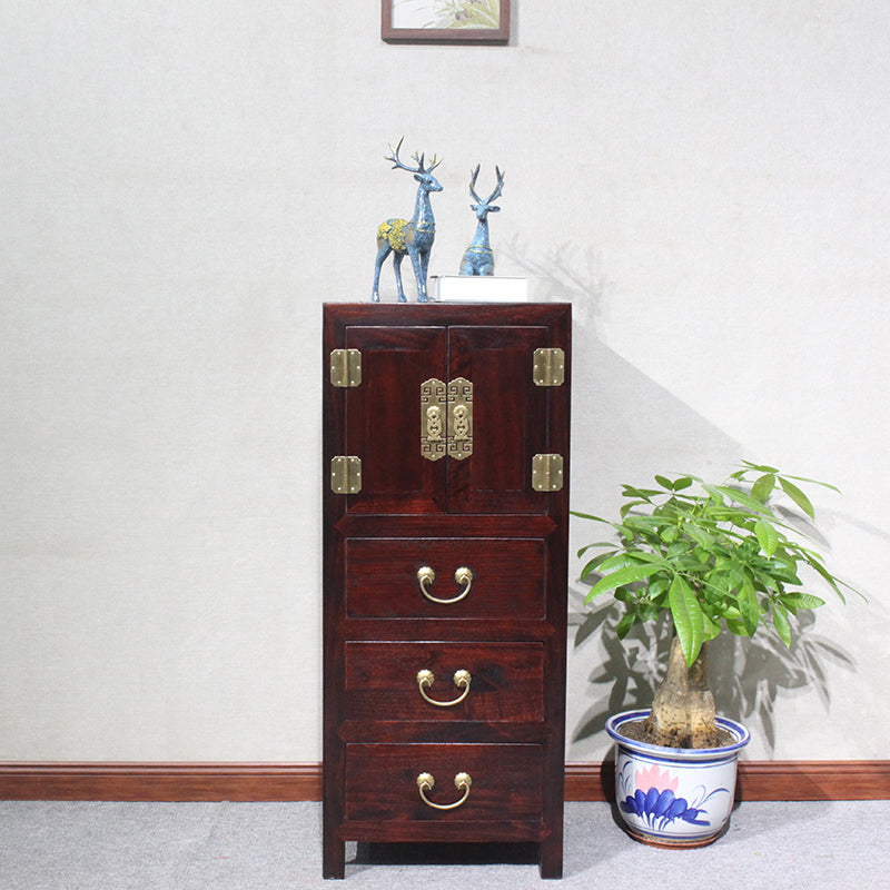 16" W Traditional Style Storage Chest Vertical Wood Combo Dresser with Drawers and Doors