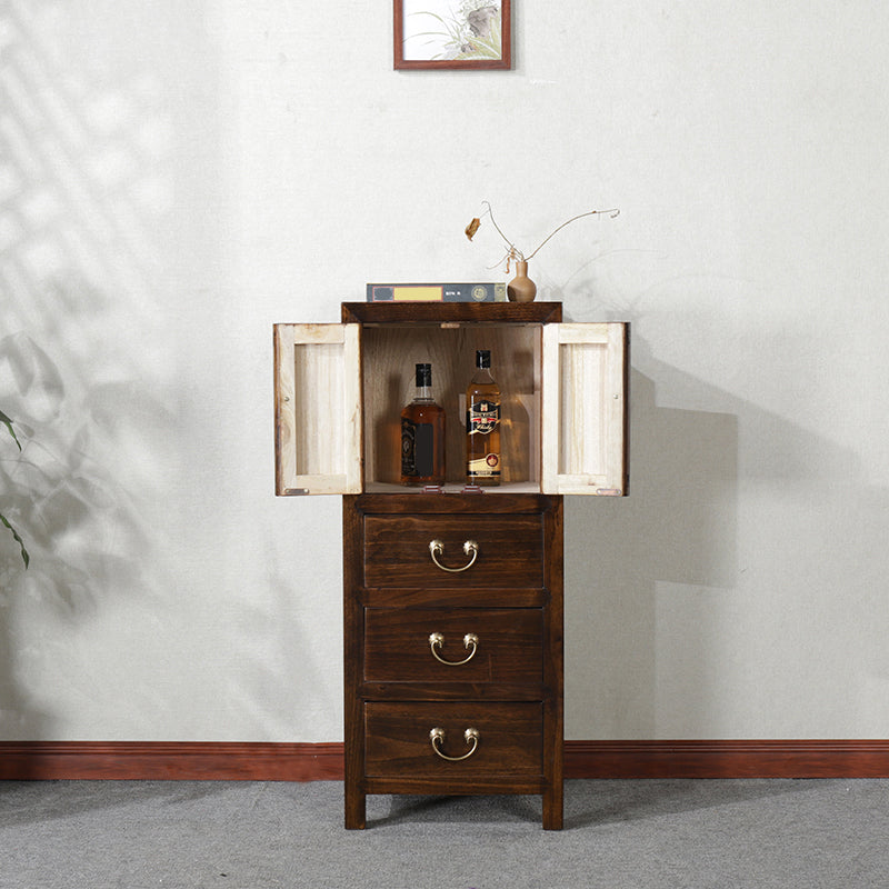 16" W Traditional Style Storage Chest Vertical Wood Combo Dresser with Drawers and Doors