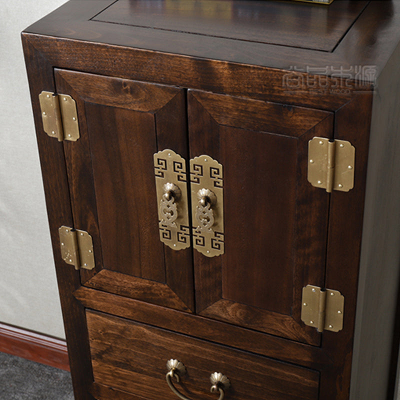 16" W Traditional Style Storage Chest Vertical Wood Combo Dresser with Drawers and Doors