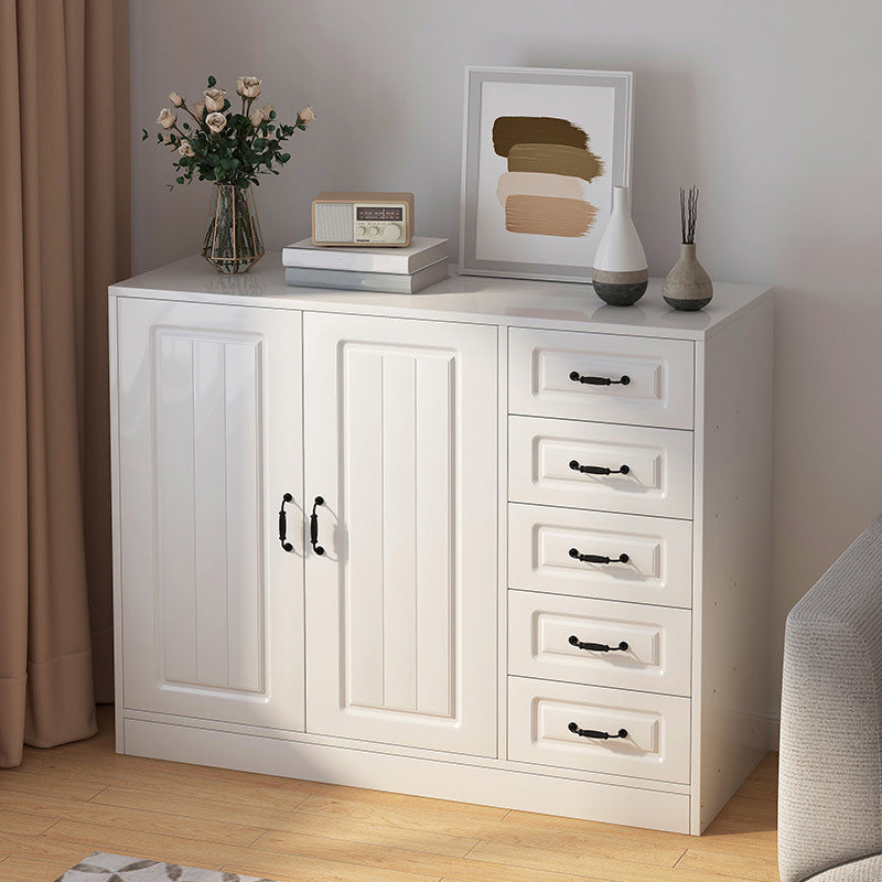 White Storage Chest Modern Style Wooden Storage Chest Dresser with Drawers and Doors