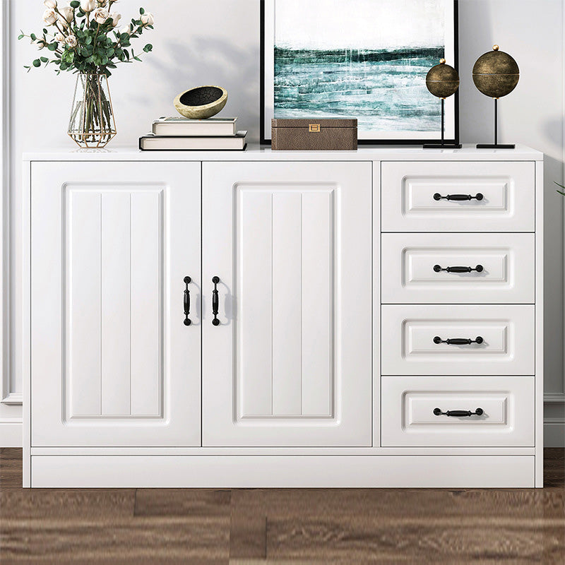 White Storage Chest Modern Style Wooden Storage Chest Dresser with Drawers and Doors