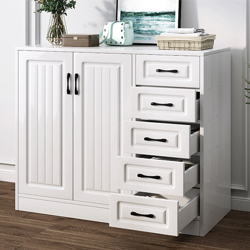 White Storage Chest Modern Style Wooden Storage Chest Dresser with Drawers and Doors