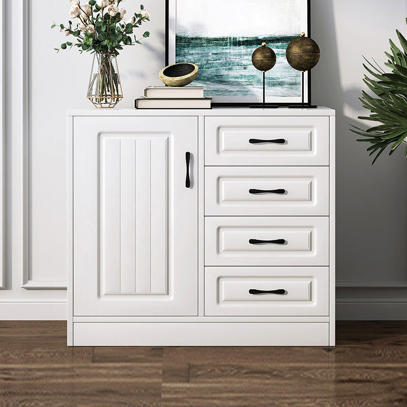 White Storage Chest Modern Style Wooden Storage Chest Dresser with Drawers and Doors