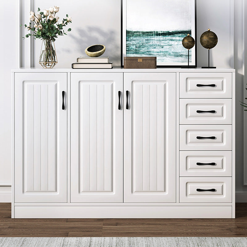 White Storage Chest Modern Style Wooden Storage Chest Dresser with Drawers and Doors