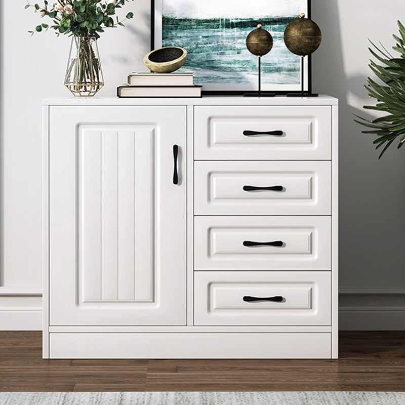 White Storage Chest Modern Style Wooden Storage Chest Dresser with Drawers and Doors