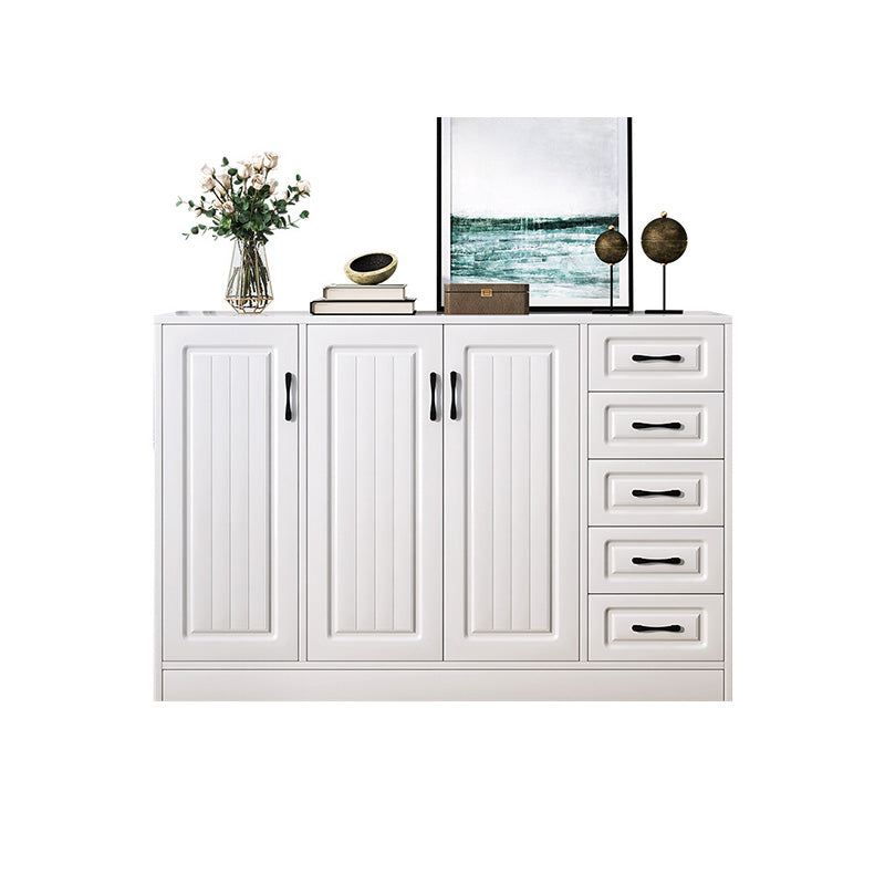 White Storage Chest Modern Style Wooden Storage Chest Dresser with Drawers and Doors