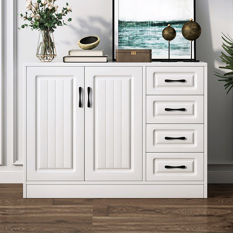 White Storage Chest Modern Style Wooden Storage Chest Dresser with Drawers and Doors