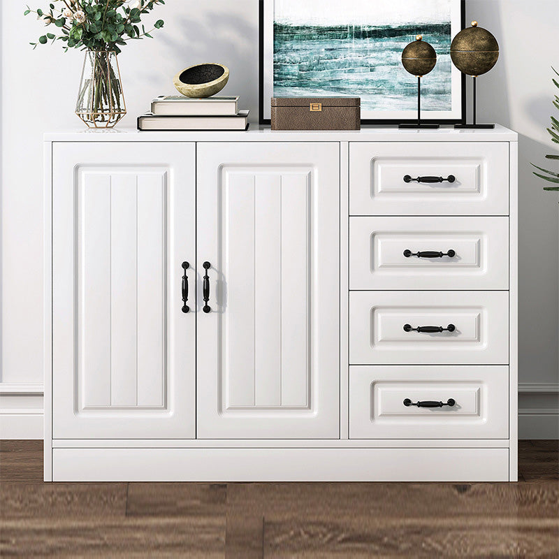 White Storage Chest Modern Style Wooden Storage Chest Dresser with Drawers and Doors