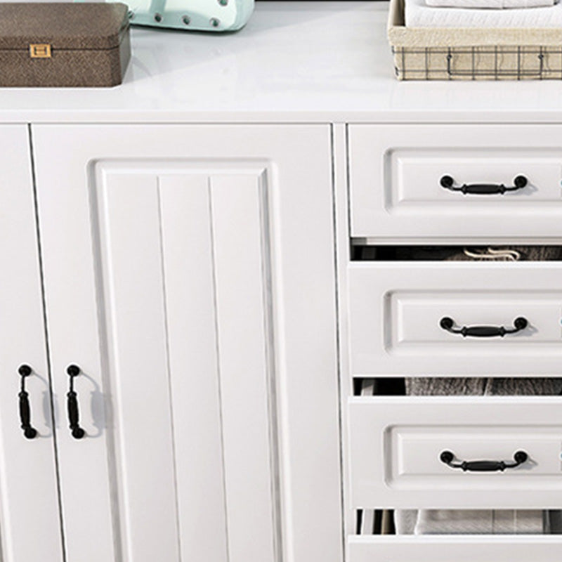 White Storage Chest Modern Style Wooden Storage Chest Dresser with Drawers and Doors